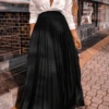 Fashion High Waist Maxi Pleated Skirt