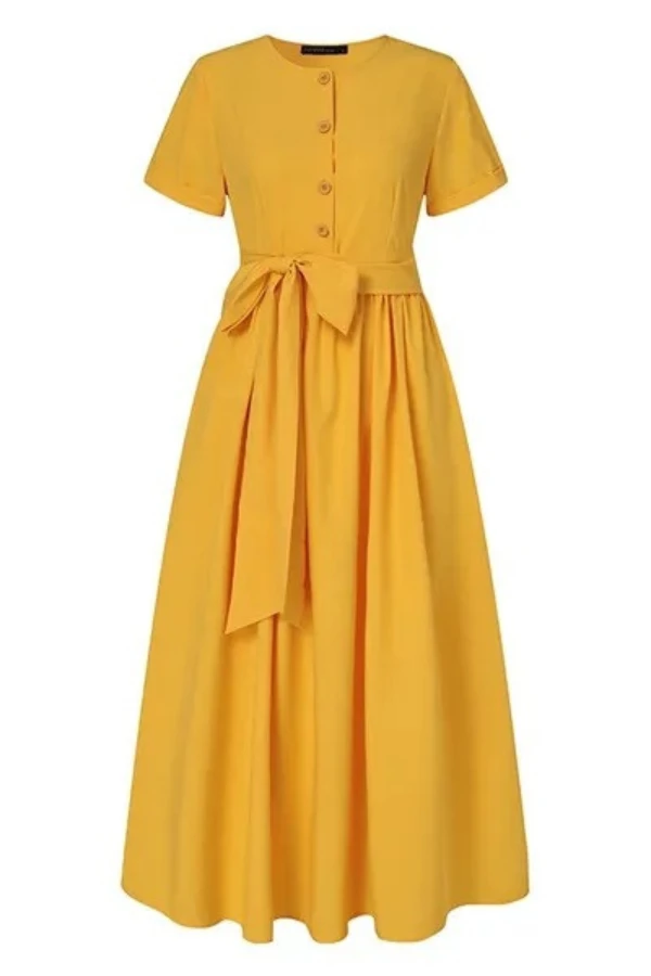 V-Neck Ruched Belted Midi Dress 3 V-Neck Ruched Belted Midi Dress - Image 3