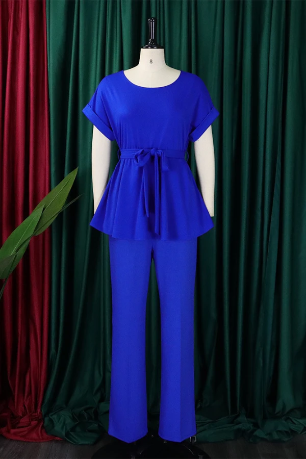 Slash Neck Belted Top & Wide Leg Pants Set 10 Slash Neck Belted Top & Wide Leg Pants Set - Image 10