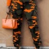 Camo Print Flap Pocket Cargo Pants
