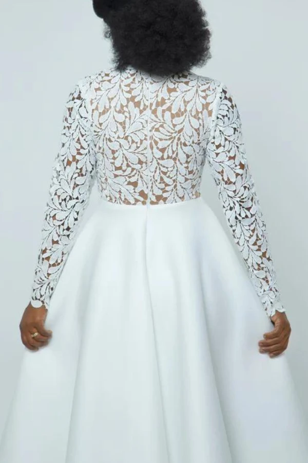 Elegant Lace Paneled A-line Swing Dress 6 Elegant Lace Paneled A-line Swing Dress - Image 6