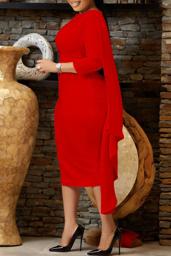 3/4 Sleeve Draped Side Bodycon Dress 5 3/4 Sleeve Draped Side Bodycon Dress - Image 5