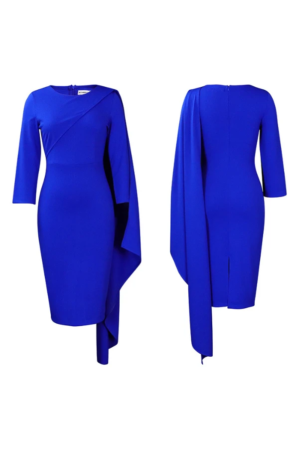 3/4 Sleeve Draped Side Bodycon Dress 3 3/4 Sleeve Draped Side Bodycon Dress - Image 3