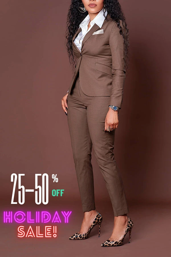 Elegant Decorative Pocket Blazer & Pants Set 1 Elegant Decorative Pocket Blazer & Pants Set