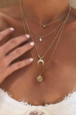 Moon Charm Layered Necklace