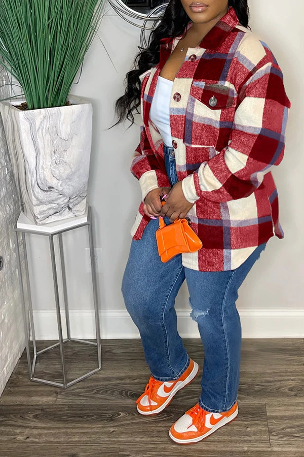 Fashion Plaid Flap Pocket Jacket 3 Fashion Plaid Flap Pocket Jacket - Image 3