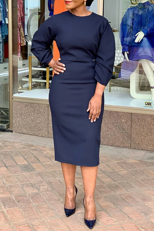 Split Hem Zipper Back Midi Dress 1 Split Hem Zipper Back Midi Dress