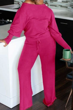 Cozy Oblique Neck Lantern Sleeve Top & Pants Set 13 Cozy Oblique Neck Lantern Sleeve Top & Pants Set -Acorpstyle XTA1249 RR 2