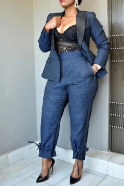 Classic Peak Collar Double Breasted Blazer & Pants Set 18 Classic Peak Collar Double Breasted Blazer & Pants Set -Acorpstyle XTA1559 NB 3