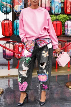 Stylish Graphic Print Ripped Jeans 17 Stylish Graphic Print Ripped Jeans -Acorpstyle XTA2007 BK 1