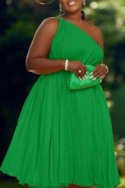 One Shoulder Ruffle Hem Dress 14 One Shoulder Ruffle Hem Dress -Acorpstyle XTF0088 GR 2