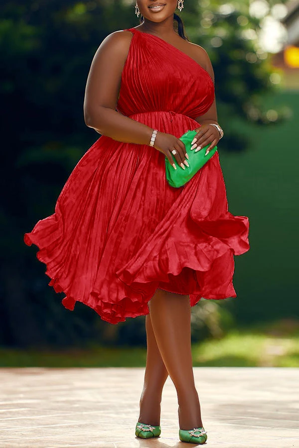 One Shoulder Ruffle Hem Dress 5 One Shoulder Ruffle Hem Dress - Image 5