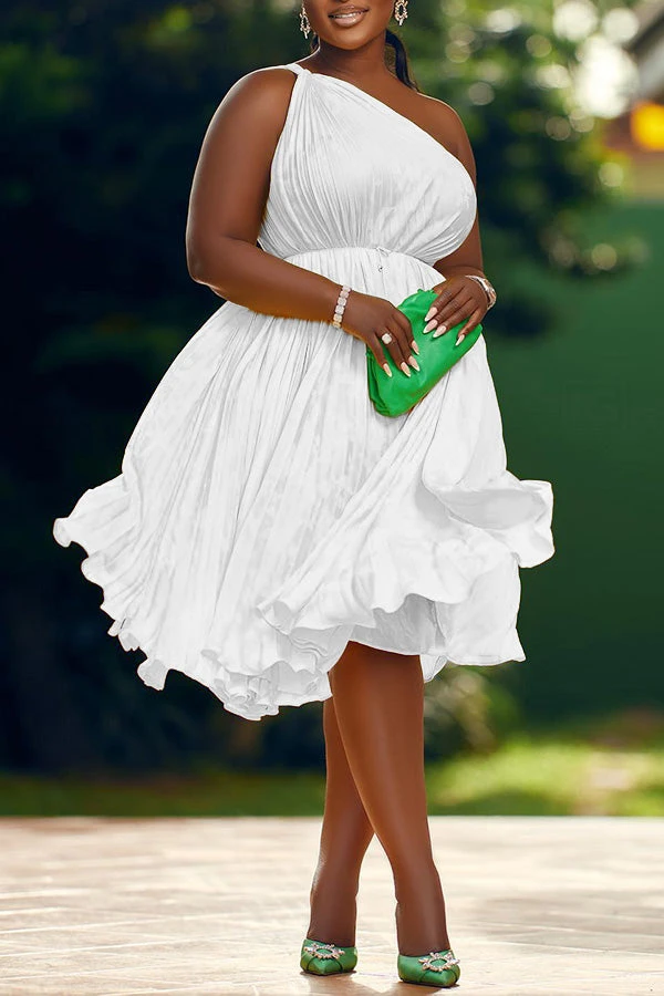 One Shoulder Ruffle Hem Dress 4 One Shoulder Ruffle Hem Dress - Image 4