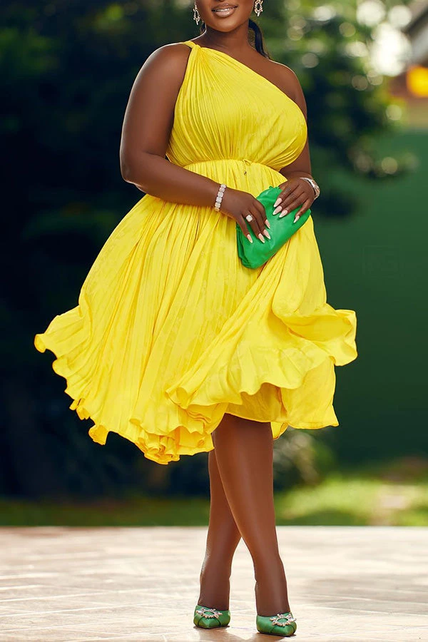 One Shoulder Ruffle Hem Dress 1 One Shoulder Ruffle Hem Dress