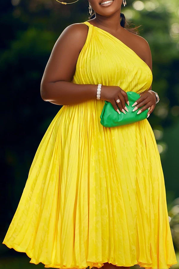 One Shoulder Ruffle Hem Dress 2 One Shoulder Ruffle Hem Dress - Image 2