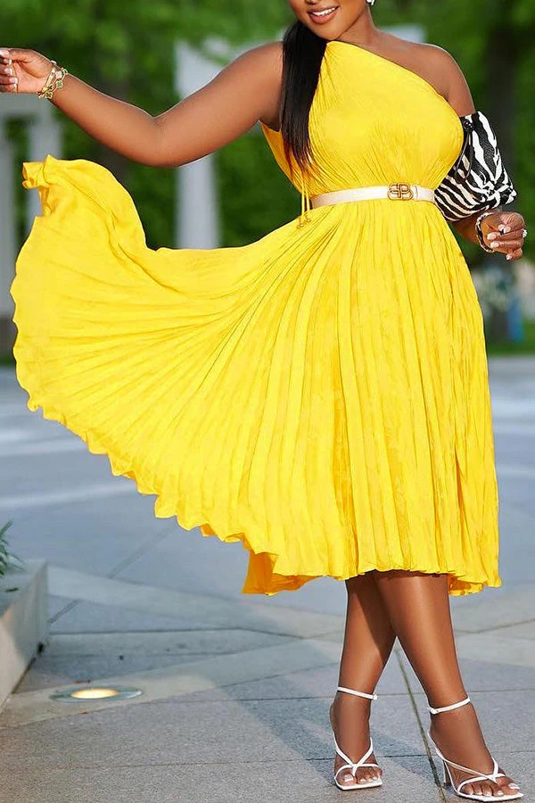 One Shoulder Ruffle Hem Dress 3 One Shoulder Ruffle Hem Dress - Image 3