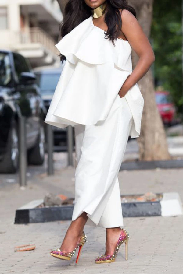 Layered Ruffle Top & Wide Leg Pants Set 1 Layered Ruffle Top & Wide Leg Pants Set