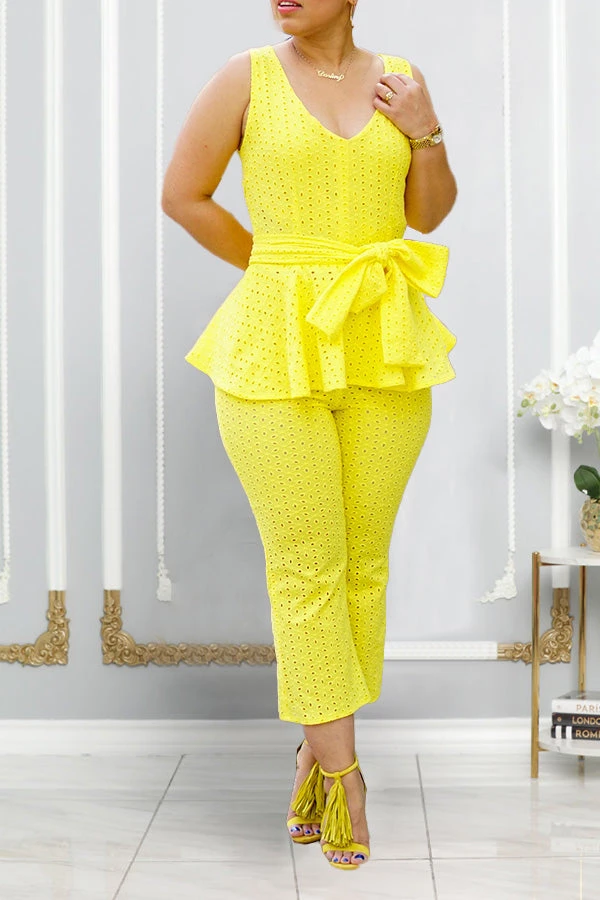 Lace Ruffle Hem Tank & Pants Set 1 Lace Ruffle Hem Tank & Pants Set