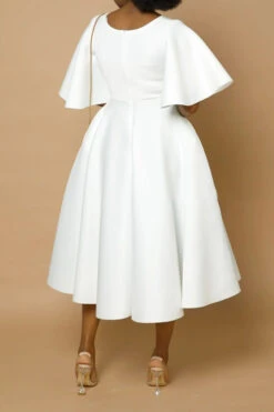 Elegant V-Neck Flutter Sleeve Dress 18 Elegant V-Neck Flutter Sleeve Dress -Acorpstyle XTF1281 WH 3