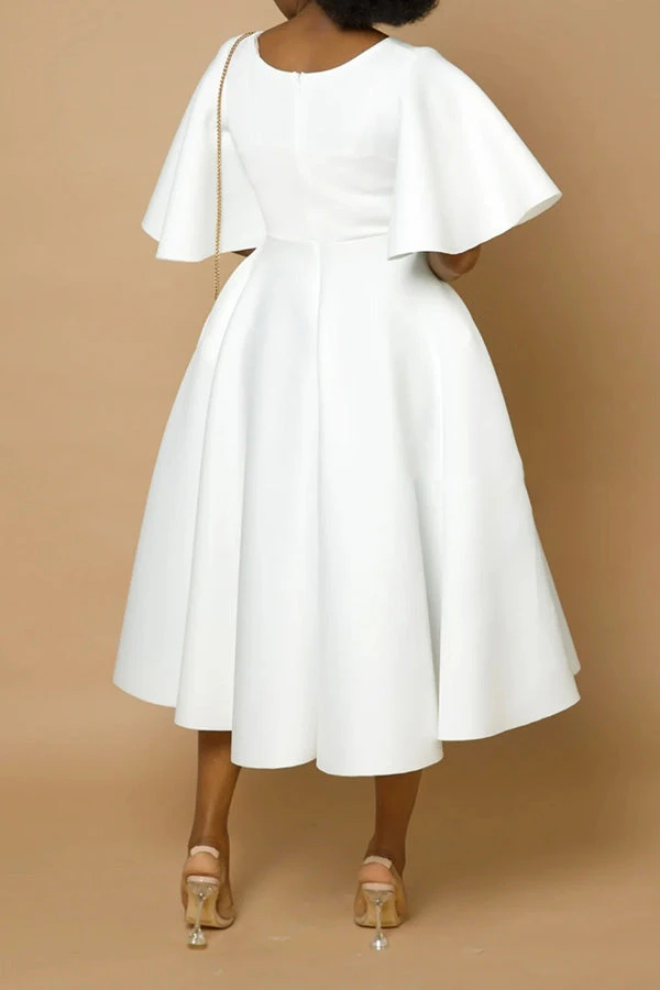 Elegant V-Neck Flutter Sleeve Dress 3 Elegant V-Neck Flutter Sleeve Dress - Image 3