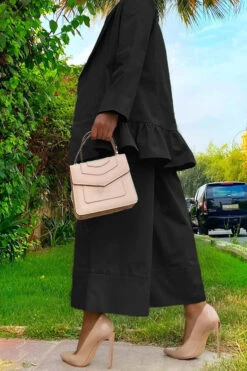 Ruffle Hem Jacket & High Waist Pants Set 11 Ruffle Hem Jacket & High Waist Pants Set -Acorpstyle XTF1502 BK 2