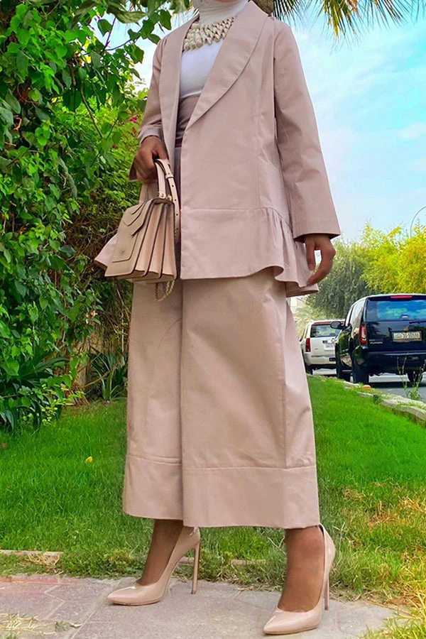 Ruffle Hem Jacket & High Waist Pants Set 2 Ruffle Hem Jacket & High Waist Pants Set - Image 2