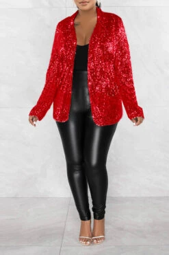 Sequin Lapel Button Front Blazer 30 Sequin Lapel Button Front Blazer -Acorpstyle XTF1632 RE 1 f7e148fe b79c 4ee1 a654 a977a249c53b