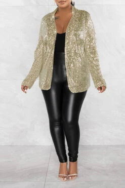 Sequin Lapel Button Front Blazer 24 Sequin Lapel Button Front Blazer -Acorpstyle XTF1632 YE 1 77b061dc 71a6 4a5f b8cc 9ff0455675a5