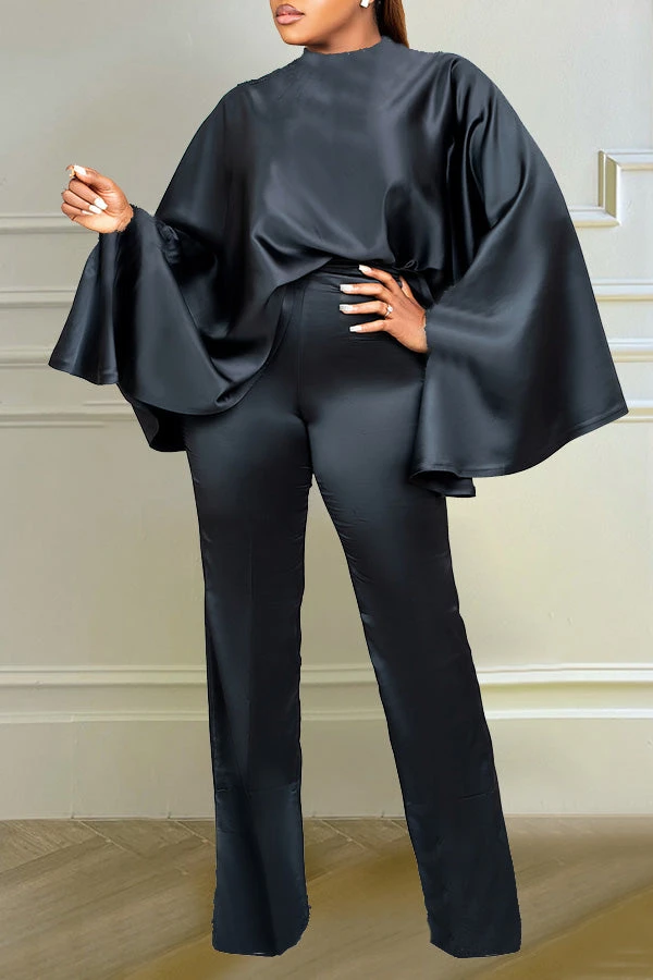 Batwing Sleeve Top & Straight Leg Pants Set 5 Batwing Sleeve Top & Straight Leg Pants Set - Image 5