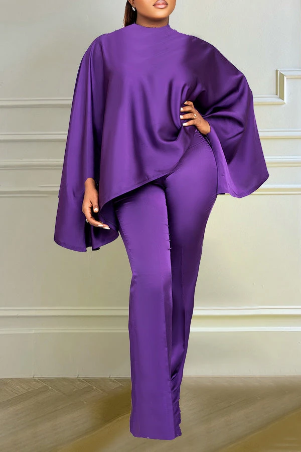 Batwing Sleeve Top & Straight Leg Pants Set 2 Batwing Sleeve Top & Straight Leg Pants Set - Image 2