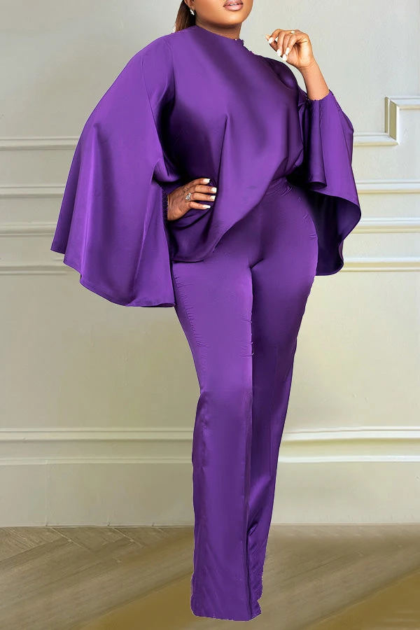 Batwing Sleeve Top & Straight Leg Pants Set 3 Batwing Sleeve Top & Straight Leg Pants Set - Image 3