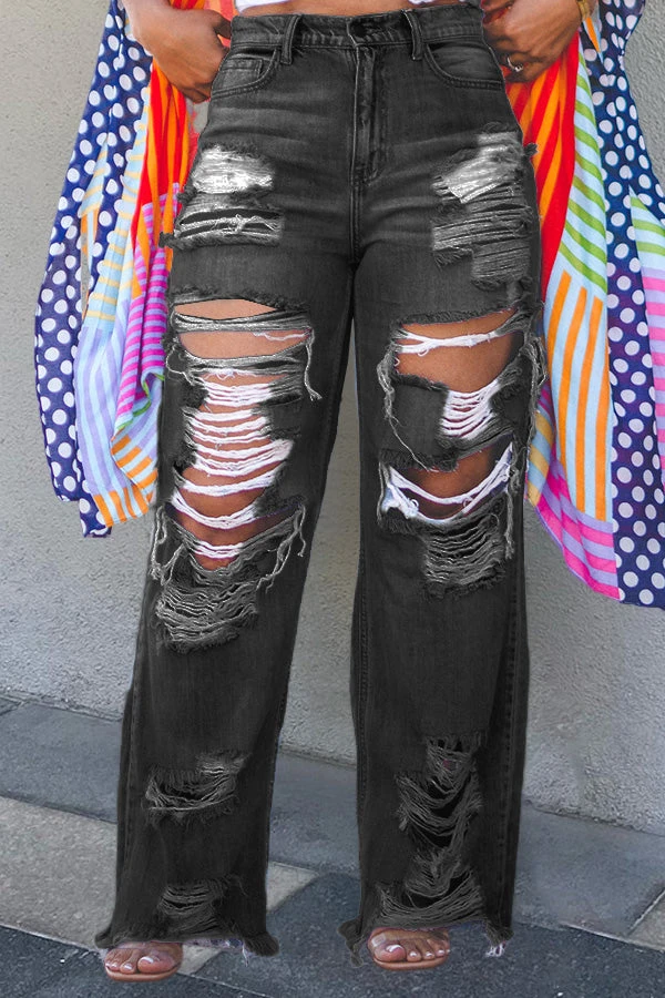 Chic Ripped Straight Leg Jeans 3 Chic Ripped Straight Leg Jeans - Image 3