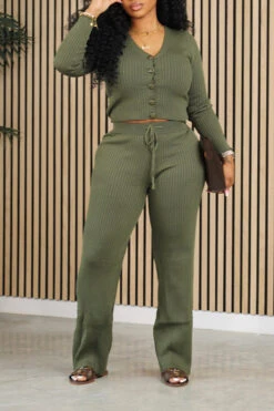 There For You Rib-knit Top & Pants Set 10 There For You Rib-knit Top & Pants Set -Acorpstyle XTF1933 AG 1