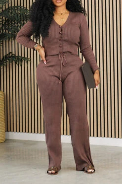 There For You Rib-knit Top & Pants Set