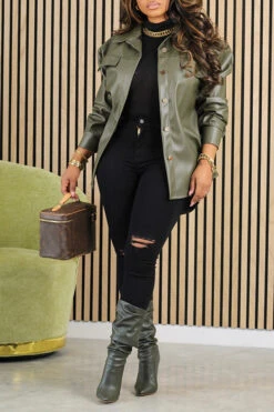 Modern Leather Drop Shoulder Jacket