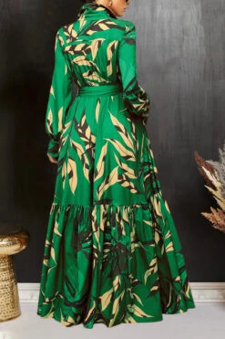 Women's Print Ruffle Hem Shirt Dress 9 Women's Print Ruffle Hem Shirt Dress -Acorpstyle XTF2645 GR 2