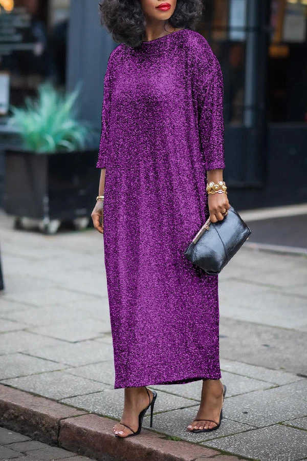 Glittery Sequin Drop Shoulder Maxi Dress 2 Glittery Sequin Drop Shoulder Maxi Dress - Image 2