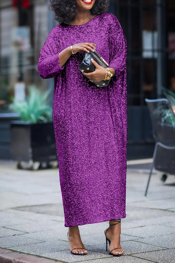 Glittery Sequin Drop Shoulder Maxi Dress 3 Glittery Sequin Drop Shoulder Maxi Dress - Image 3