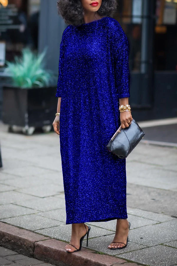 Glittery Sequin Drop Shoulder Maxi Dress 4 Glittery Sequin Drop Shoulder Maxi Dress - Image 4