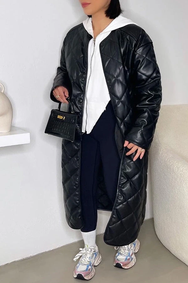 Stylish Slant Pocket Quilted Coat 2 Stylish Slant Pocket Quilted Coat - Image 2