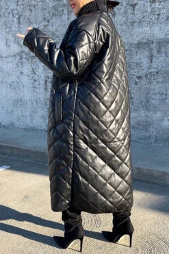 Stylish Slant Pocket Quilted Coat 9 Stylish Slant Pocket Quilted Coat -Acorpstyle XTF2991 BK 3