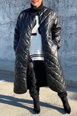 Stylish Slant Pocket Quilted Coat 10 Stylish Slant Pocket Quilted Coat -Acorpstyle XTF2991 BK 4