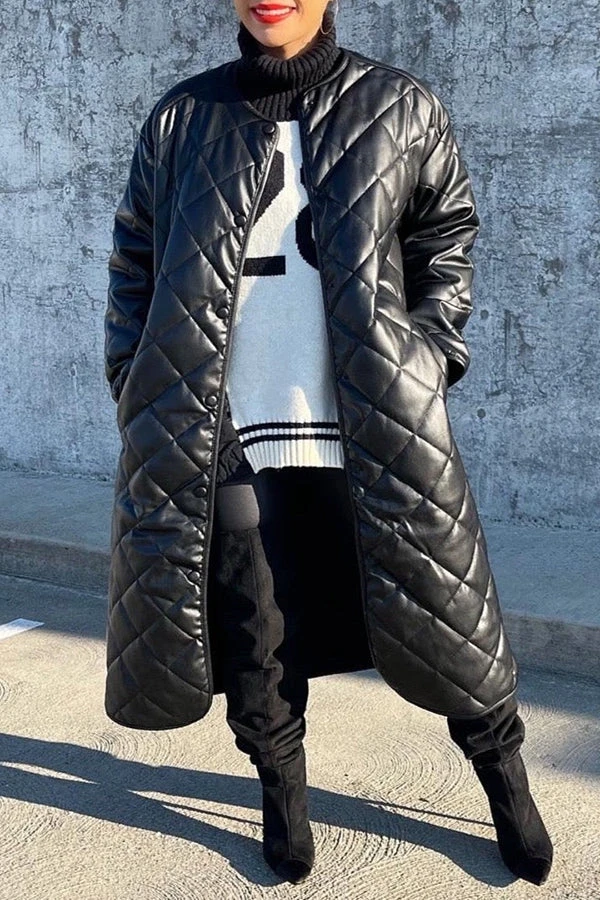 Stylish Slant Pocket Quilted Coat 4 Stylish Slant Pocket Quilted Coat - Image 4