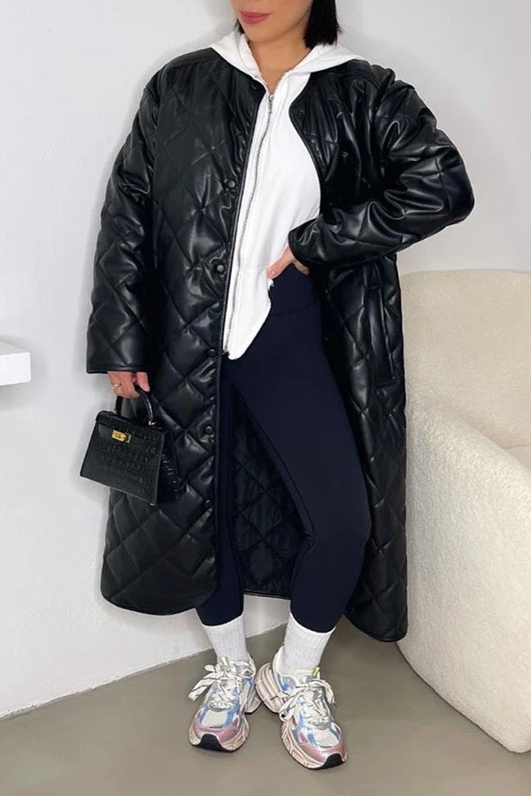 Stylish Slant Pocket Quilted Coat 5 Stylish Slant Pocket Quilted Coat - Image 5