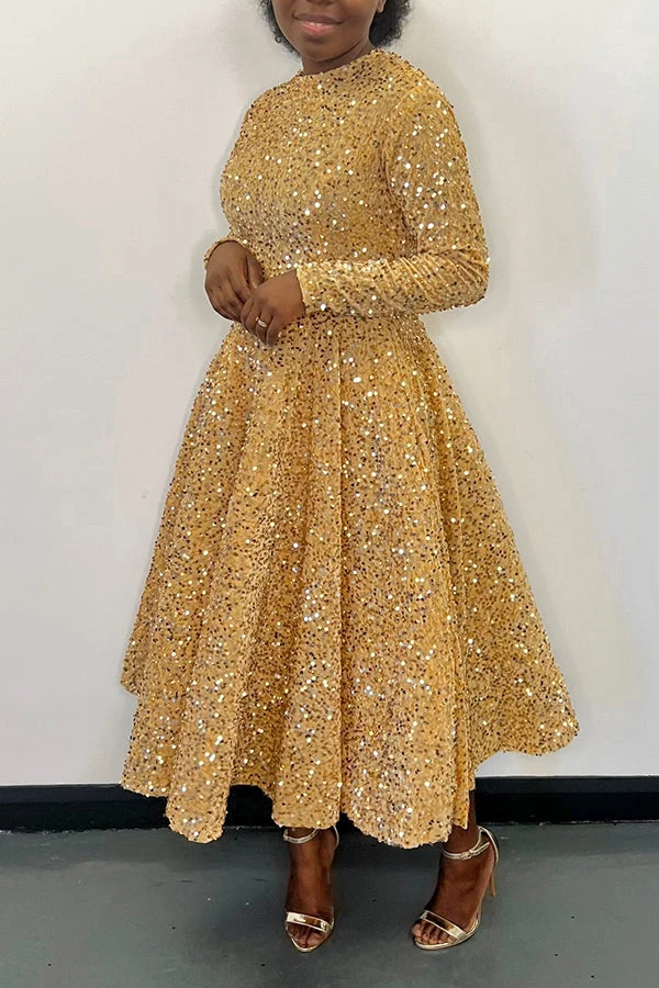 Sparkly Sequin A-line Evening Dress 2 Sparkly Sequin A-line Evening Dress - Image 2