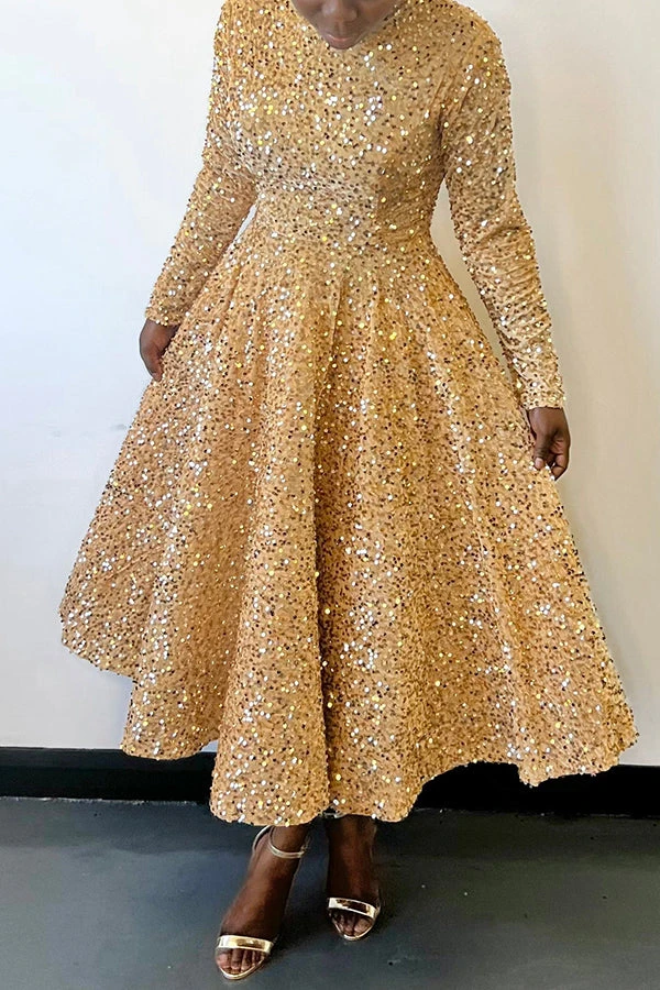 Sparkly Sequin A-line Evening Dress 3 Sparkly Sequin A-line Evening Dress - Image 3