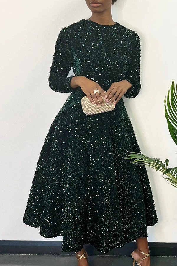 Sparkly Sequin A-line Evening Dress 14 Sparkly Sequin A-line Evening Dress - Image 14