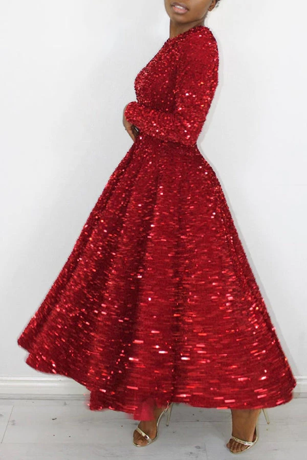 Sparkly Sequin A-line Evening Dress 5 Sparkly Sequin A-line Evening Dress - Image 5
