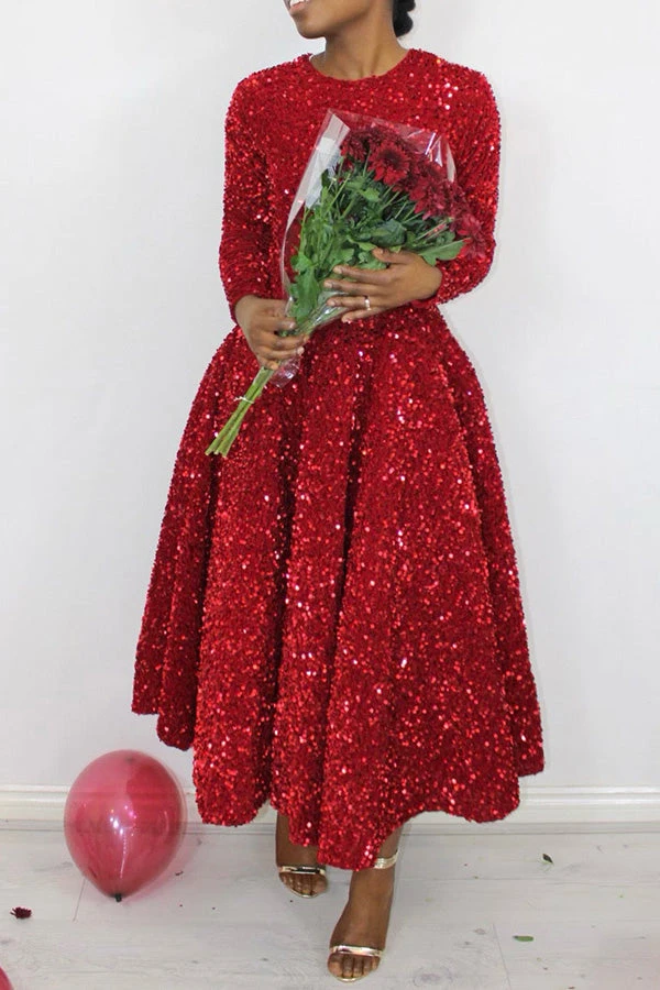 Sparkly Sequin A-line Evening Dress 6 Sparkly Sequin A-line Evening Dress - Image 6