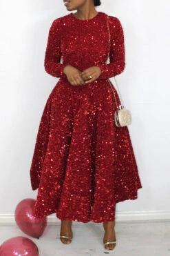 Sparkly Sequin A-line Evening Dress 19 Sparkly Sequin A-line Evening Dress -Acorpstyle XTF3033 WR 3